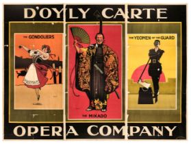 D'Oyly Carte. Large Triptych Advertising Poster, Opera, David Allen & Sons Ld, circa 1929