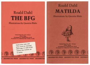 Dahl (Roald). The BFG, 1982; Matilda, 1988, uncorrected proofs