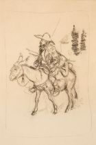 Rackham (Arthur, 1867-1939). Spanish Man on Donkey, pencil on paper