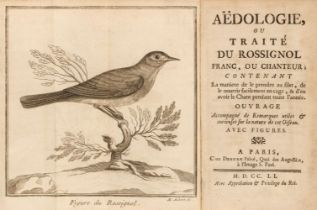 De Nobleville (Arnault). Aedologie ou traite du rossignol franc, ou chanteur, 1751