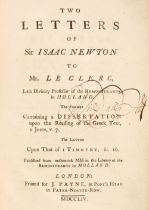 Newton (Isaac). Two Letters of Sir Isaac Newton to Mr. Le Clerc, 1st ed., 1754