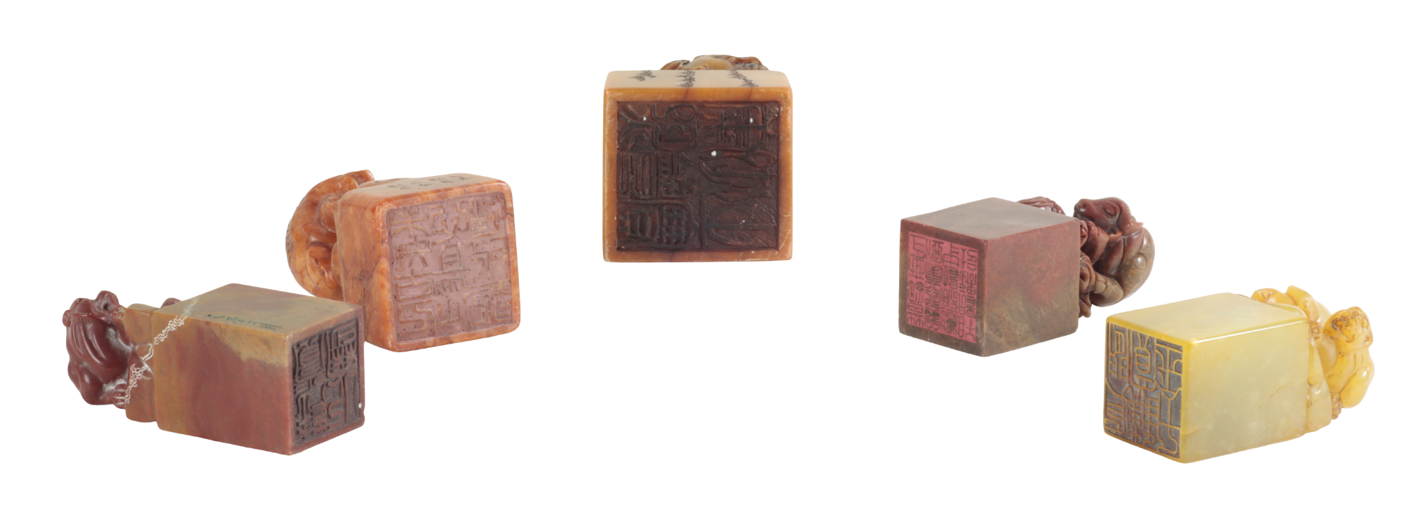 A GROUP OF FIVE CHINESE SOAPSTONE SEALS - Image 2 of 2