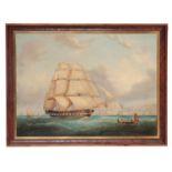 ENGLISH SCHOOL, 19TH CENTURY A ship under full sail approaching port