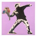20TH CENTURY AFTER BANKSY, PROTESTOR THROWING FLOWERS