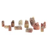 A COLLECTION OF TWELVE CHINESE SOAPSTONE SEALS