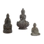 THREE BRONZE BUDDHIST DEITIES