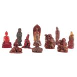 A GROUP OF TEN CHINESE CARVED FIGURES