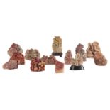 A COLLECTION OF THIRTEEN CHINESE CARVED SOAPSTONE SEALS