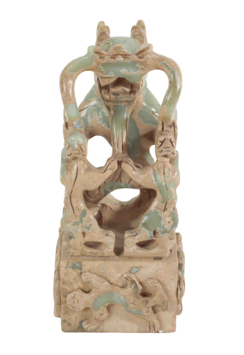 A GROUP OF THREE CHINESE LARGE SOAPSTONE SEALS - Image 3 of 5
