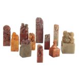 A GROUP OF ELEVEN CHINESE SOAPSTONE SEALS