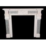 A GEORGE III STYLE WHITE MARBLE CHIMNEY PIECE