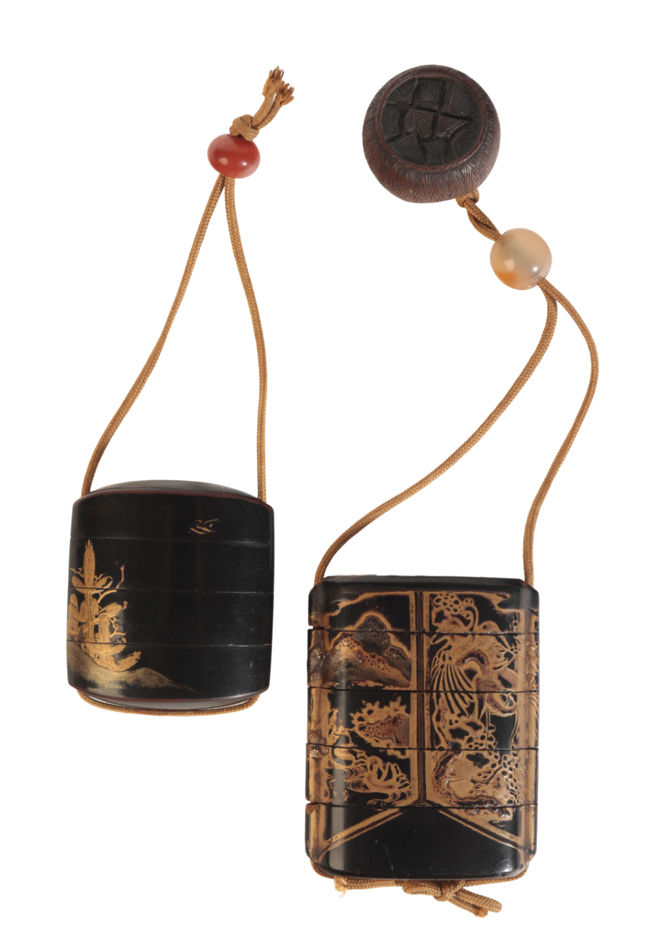A JAPANESE BLACK LACQUER THREE CASE INRO - Image 2 of 2