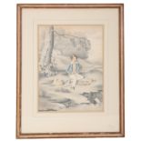 ENGLISH SCHOOL, 19TH CENTURY A naive style study of a young angler