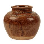 A CHINESE BROWN-GLAZED JAR