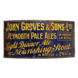 AN EARLY 20TH CENTURY ENAMELLED SIGN FOR JOHN GROVES & SONS LTD