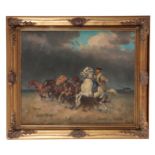 *JANOS VISKI (1891-1987) Hungarian csikÃ³s with galloping horses