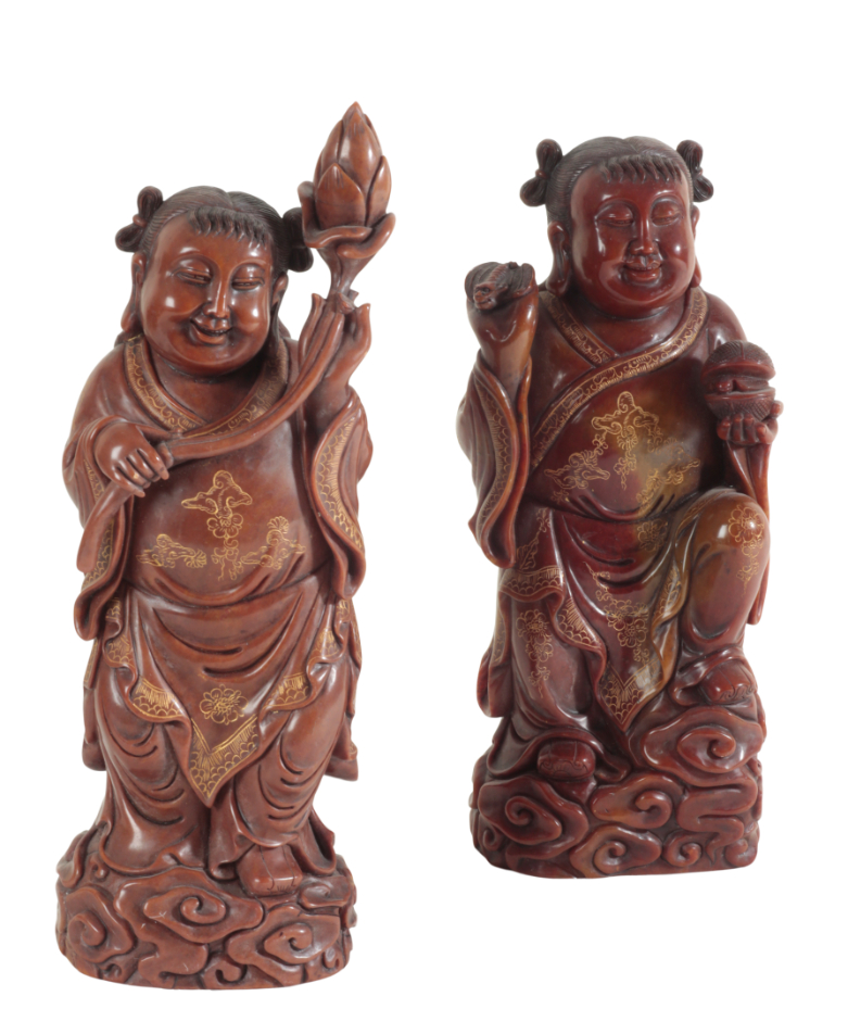 A GROUP OF SIX CHINESE SOAPSTONE FIGURES - Image 2 of 4