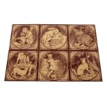JOHN MOYR SMITH (1839-1912) FOR MINTON, A GROUP OF SIX TILES FROM THE AESOP'S FABLES SERIES