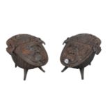 A PAIR OF FRENCH CAST IRON COAL SCUTTLES