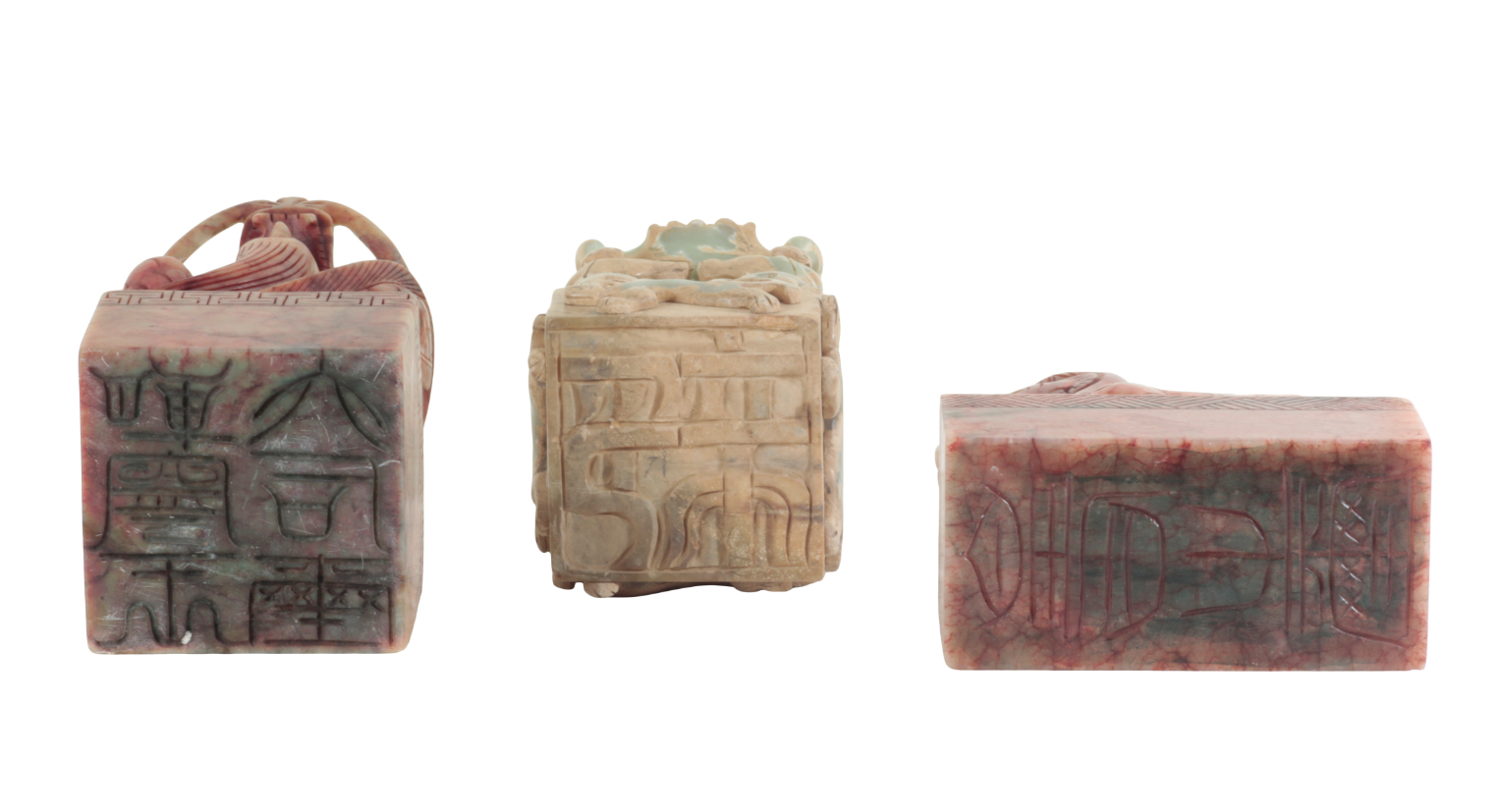 A GROUP OF THREE CHINESE LARGE SOAPSTONE SEALS - Image 5 of 5