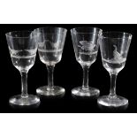 A SET OF FOUR 19TH CENTURY WINE GOBLETS