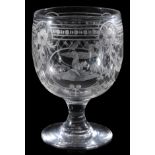 A LATE 19TH CENTURY LARGE GLASS GOBLET