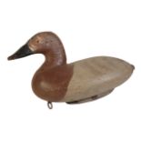 A JOHN B GRAHAM CANVAS-BACK HEN PAINTED WOODEN DUCK DECOY