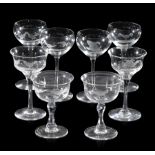 A COLLECTION OF EIGHT VARIOUS SHERRY GLASSES
