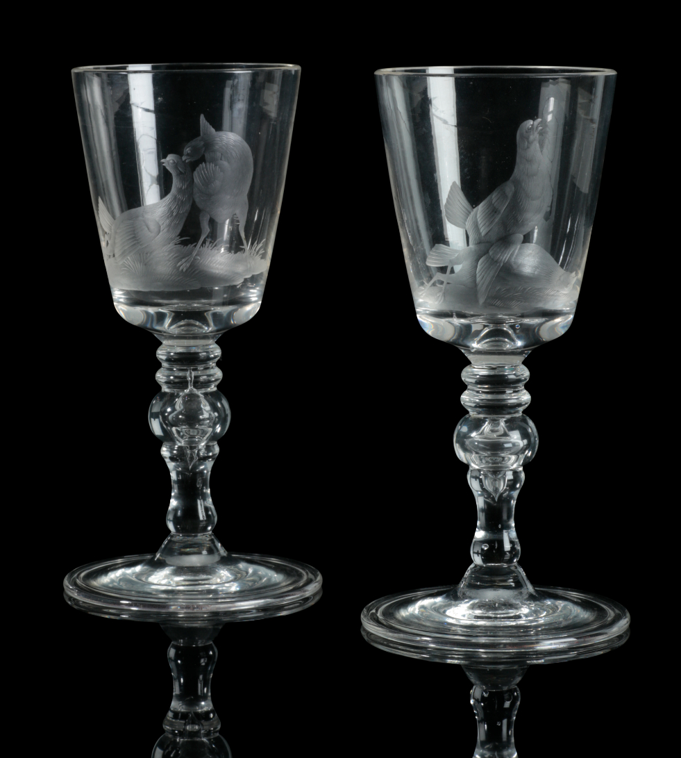 A PAIR OF LATE 19TH CENTURY WINE GLASSES