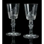 A PAIR OF LATE 19TH CENTURY WINE GLASSES