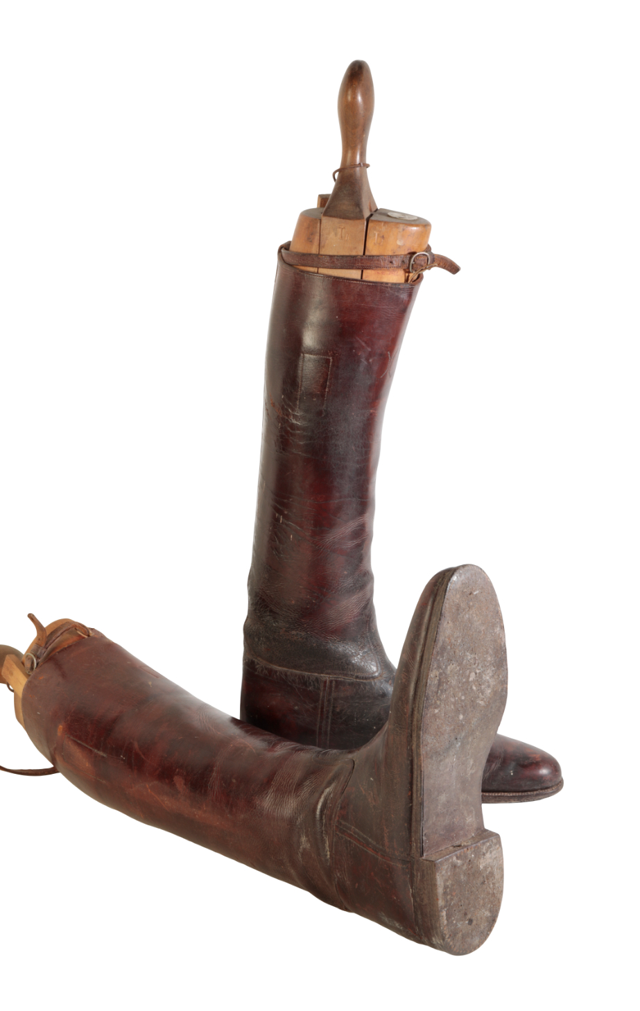 A PAIR OF GENTLEMAN'S BROWN LEATHER RIDING BOOTS - Image 2 of 3