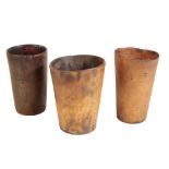 THREE 18TH CENTURY HORN BEAKERS