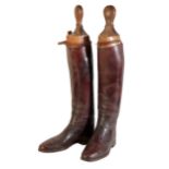 A PAIR OF GENTLEMAN'S BROWN LEATHER RIDING BOOTS