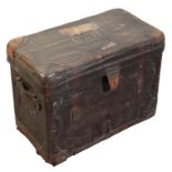 A VICTORIAN LEATHER COACHING TRUNK
