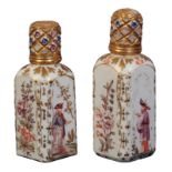 A PAIR OF MILCH GLASS PERFUME BOTTLES