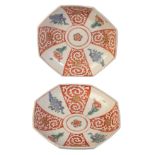 A PAIR OF CHELSEA OCTAGONAL SAUCERS
