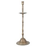 A NEAR PAIR OF OTTOMAN BRASS CANDLESTICKS IN 18TH CENTURY TASTE