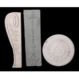 A GROUP OF FIVE PLASTER ARCHITECTURAL MOULDINGS