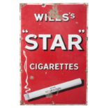 A 'WILL'S "STAR" CIGARETTES' ENAMEL ADVERTISING SIGN