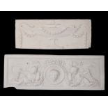 A GROUP OF FOUR PLASTER MOULDED FRIEZE PANELS