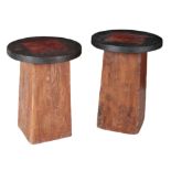 A NEAR PAIR OF INDIAN HARDWOOD OCCASIONAL TABLES