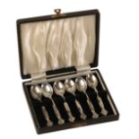 A SET OF SIX GEORG JENSEN SILVER ACANTHUS PATTERN COFFEE SPOONS