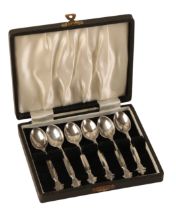 A SET OF SIX GEORG JENSEN SILVER ACANTHUS PATTERN COFFEE SPOONS
