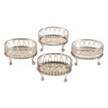 A SET OF FOUR VICTORIAN MATCHED SILVER SALTS