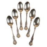 A SET OF SIX VICTORIAN SILVER KINGS HUSK PATTERN DESSERT SPOONS