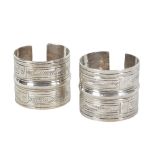 A PAIR OF INDIAN WHITE METAL BRACELETS