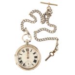 A. YEWDALL OF LEEDS: A SILVER OPEN FACE GENTLEMAN'S POCKET WATCH