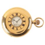 THOMAS RUSSELL & SON OF LIVERPOOL: AN 18CT GOLD HALF HUNTER GENTLEMAN'S POCKET WATCH