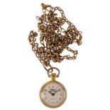 A 9CT GOLD LADY'S FOB WATCH