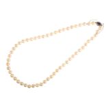 A SINGLE STRAND CULTURED PEARL NECKLACE